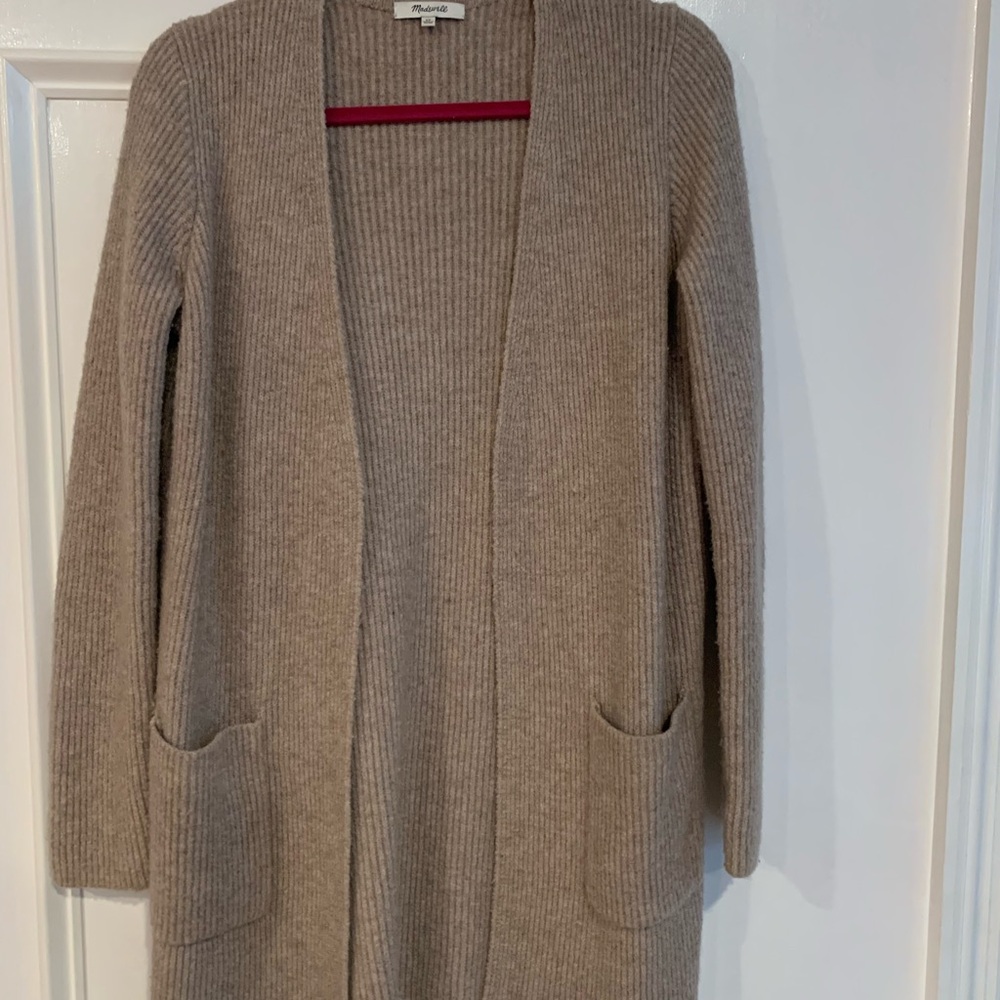 Madewell Tan Cardigan Sweater Lightweight Knit